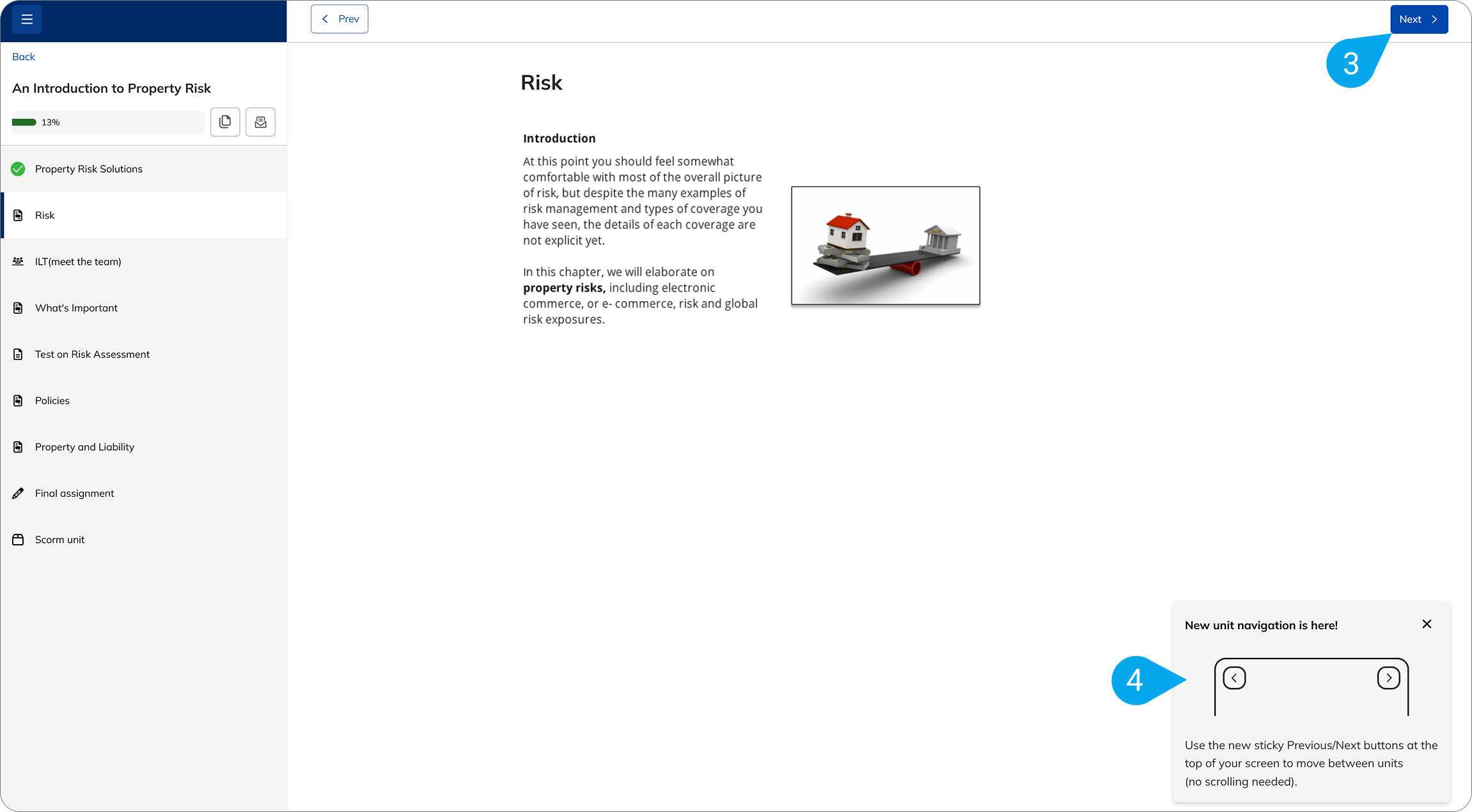 How can users progress to the next course unit in TalentLMS3.png