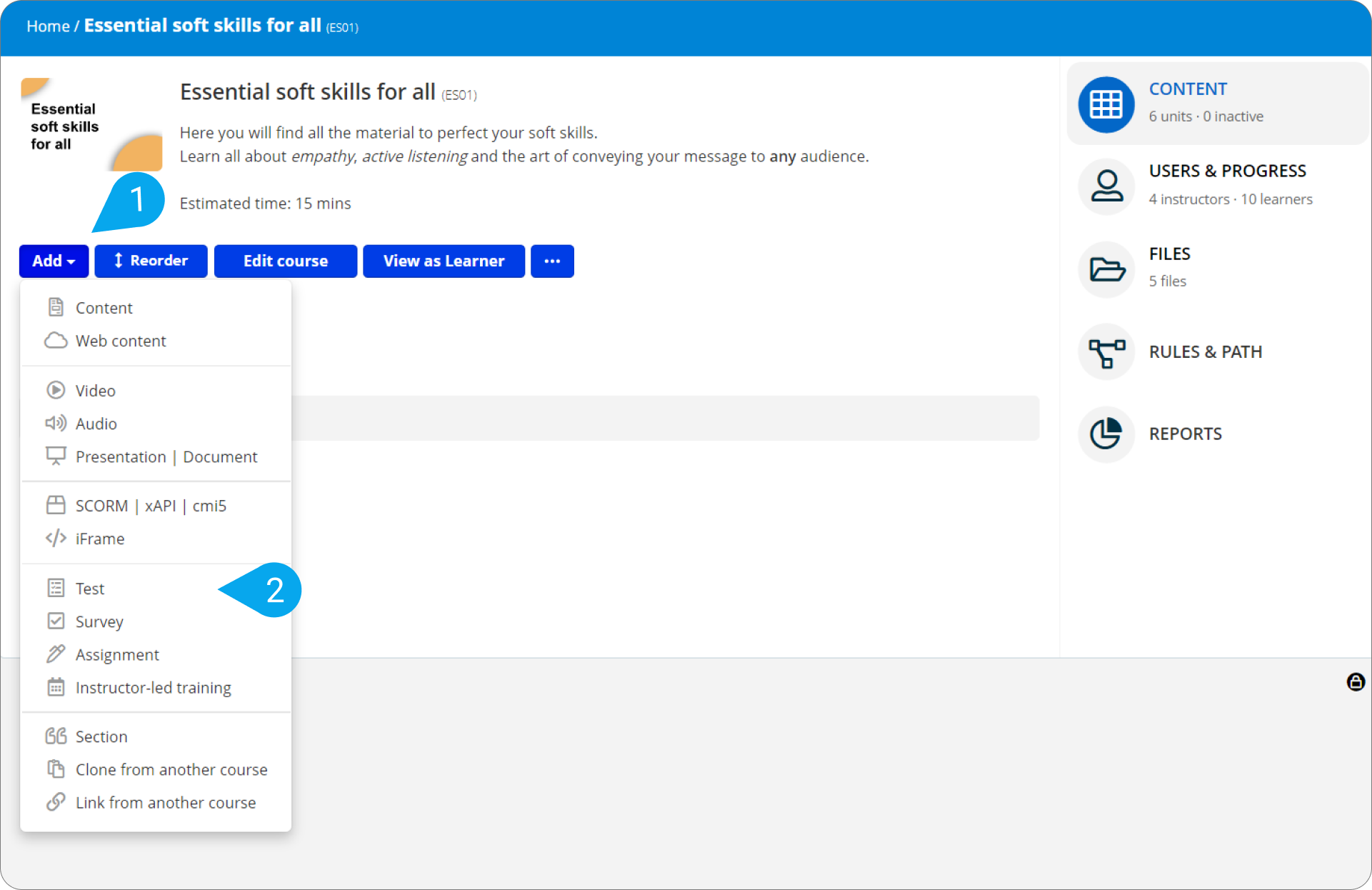 How to add a test – TalentLMS Support - Help Center